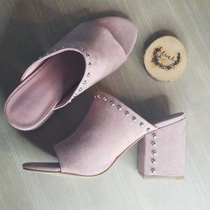 Madden Girl Studded Vegan Suede Mauve Chunky Mule